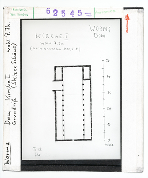 Vorschaubild Worms: Dom, Grundriss Kirche I, Skizze Schöne 1958 